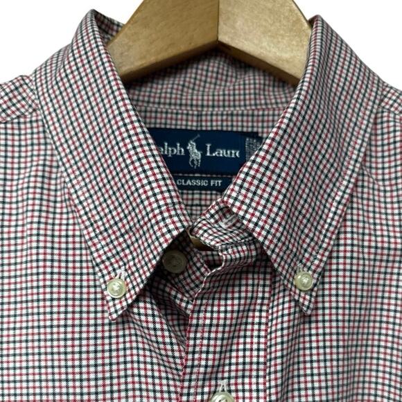 Ralph Lauren Polo Red Black Check Plaid 17 x 36/37 Button Down Shirt Classic Fit - Picture 3 of 7
